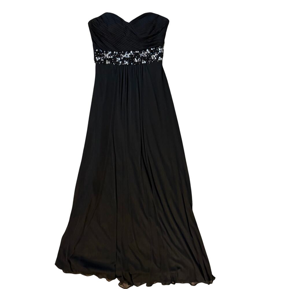 Y2K Strapless Dress Windsor Black Beaded Bling Long 9 / 10 Medium Fairy Grunge